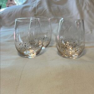 Festive glasses. Wine water cocktails “ Oh what Fun”  set of 4